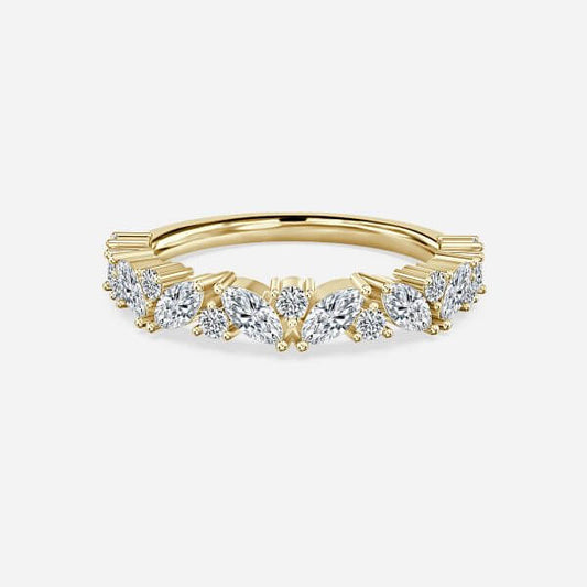 0.68ct Round and Marquise Lab Grown Diamond Half Eternity Stackable Band In 14K Yellow Gold (US Size: 7.50)