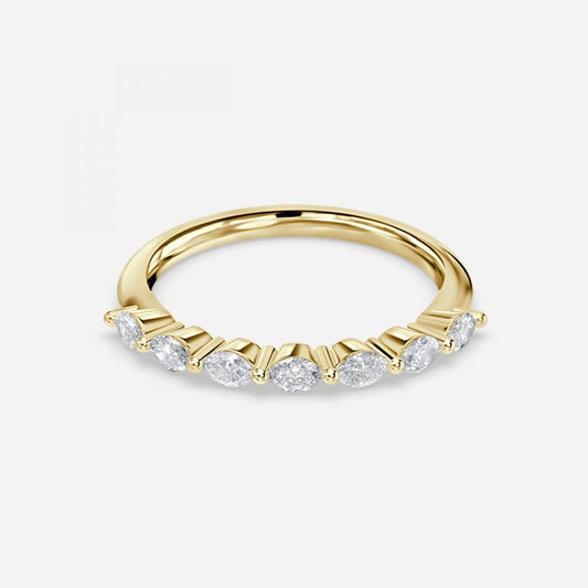 0.25ct Rozen Marquise Lab Grown Diamond Half Eternity Stackable Band In 14K Yellow Gold (US Size: 4.75)