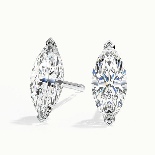 Marquise Lab Grown Diamond Stud Earrings in 14K White Gold