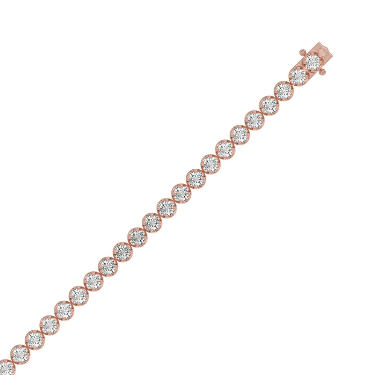 Microfusion Prong Set Tennis Bracelet 5 Carat Round Lab Grown Diamond in 14K Rose Gold