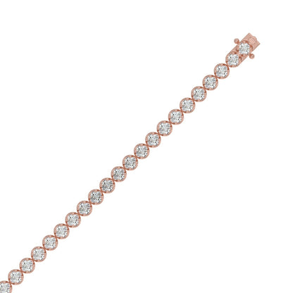 Microfusion Prong Set Tennis Bracelet 5 Carat Round Lab Grown Diamond in 14K Rose Gold