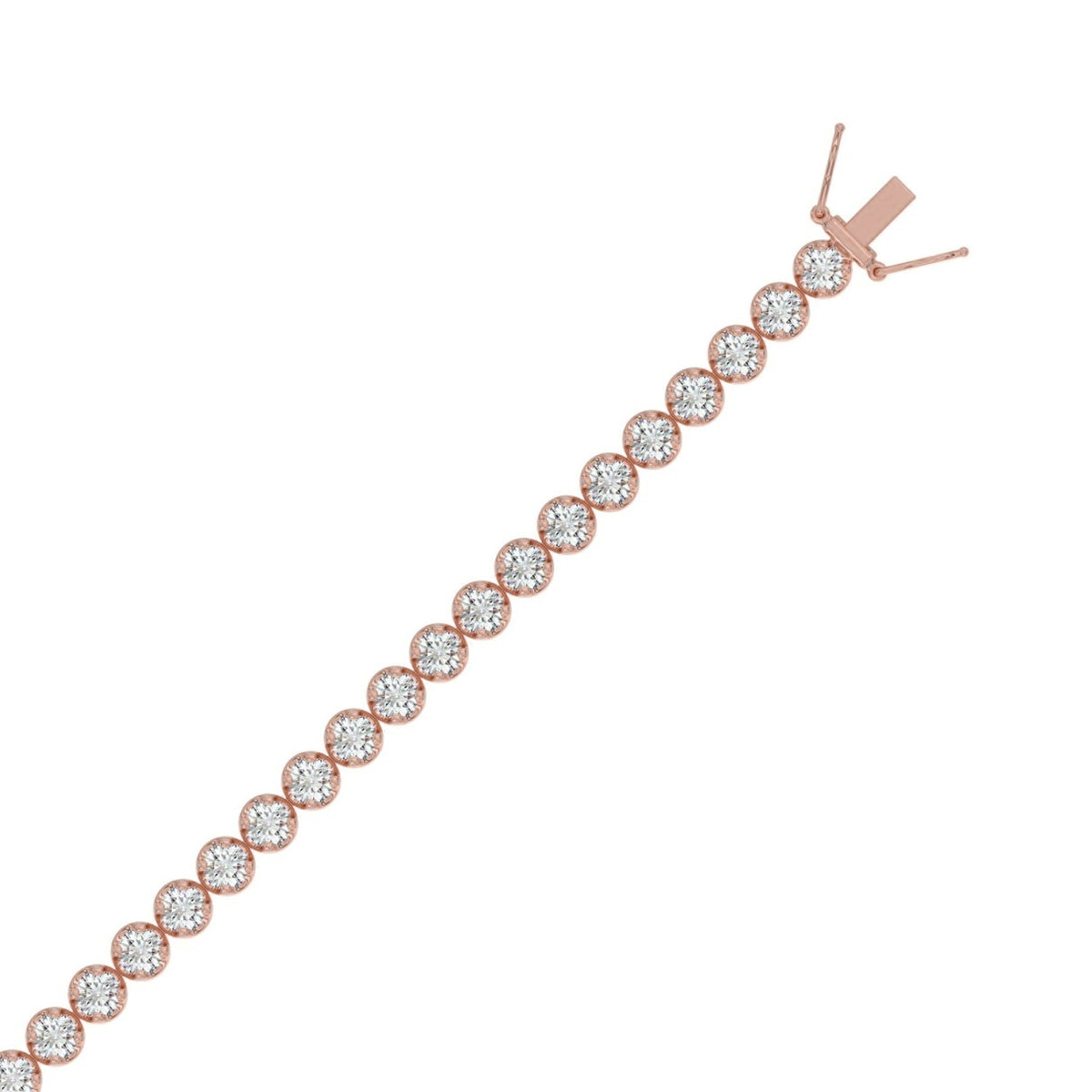 Microfusion Prong Set Tennis Bracelet 5 Carat Round Lab Grown Diamond in 14K Rose Gold