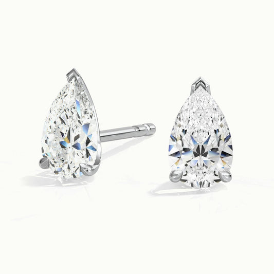 Pear Lab Grown Diamond Stud Earrings in 14K White Gold