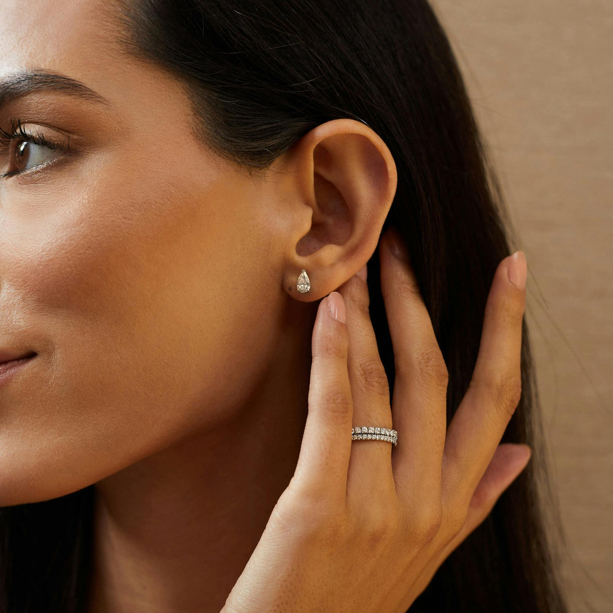 Pear Lab Grown Diamond Stud Earrings in 18K White Gold