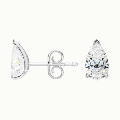 Pear Lab Grown Diamond Stud Earrings in 18K White Gold