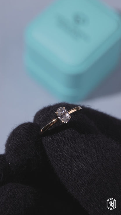 Oval Lab Grown Diamond Ring, Solitaire Engagement Ring - Style II