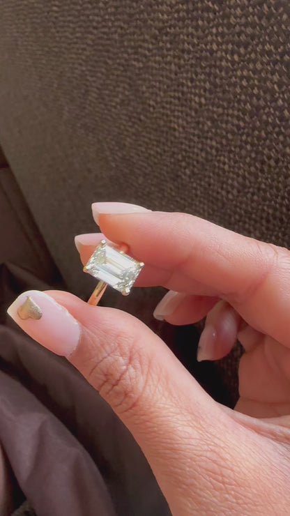 3.59 Carat Emerald Cut Lab Grown Diamond Classic Solitaire Engagement Ring