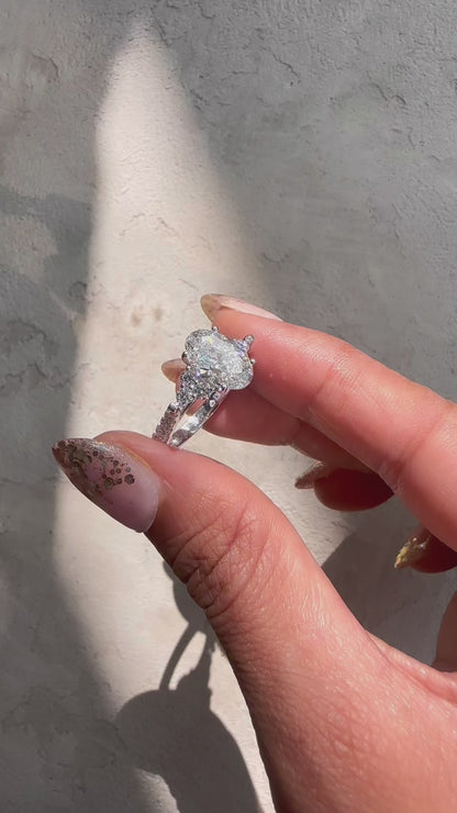 2.06 Carat Oval Cut Lab Grown Diamond Vintage Inspired Heirloom Engagement Ring