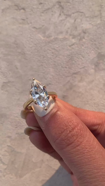 2.55 Carat Marquise Cut Lab Grown Diamond Classic Solitaire Engagement Ring