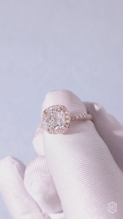 3.19 Carat Cushion Cut Lab Grown Diamond Classic Diamond Halo Engagement Ring
