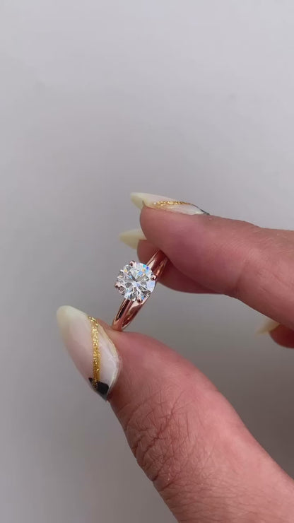 1 Carat Round Cut Lab Grown Diamond Classic Solitaire Engagement Ring