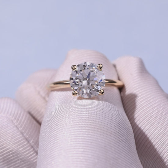 3.64 Carat Round Cut Lab Grown Diamond Classic Solitaire Engagement Ring - Video Overview