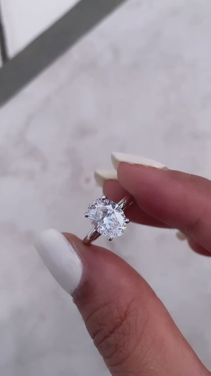 1.99 Carat Oval Cut Lab Grown Diamond Classic Solitaire Engagement Ring