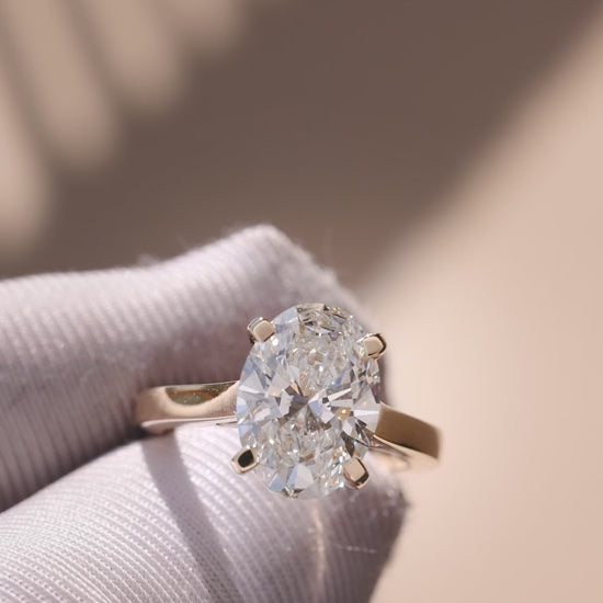3.18 Carat Oval Cut Lab Grown Diamond Classic Solitaire Engagement Ring - Video Overview
