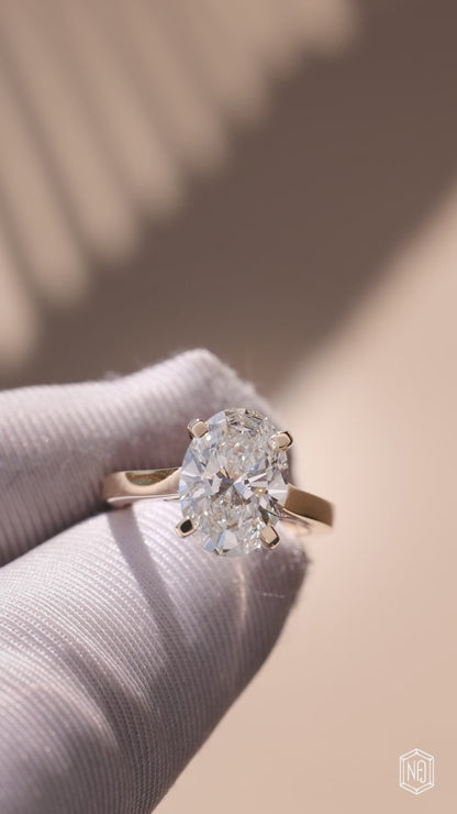 3.18 Carat Oval Cut Lab Grown Diamond Classic Solitaire Engagement Ring - Video Overview