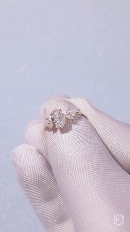 1.25 Carat Oval Cut Lab Grown Diamond Vintage Inspired Heirloom Engagement Ring