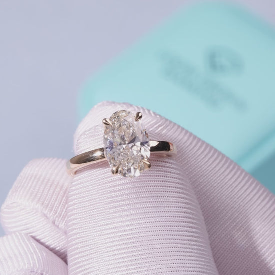 4.23 Carat Oval Cut Lab Grown Diamond Classic Solitaire Engagement Ring - Video Overview