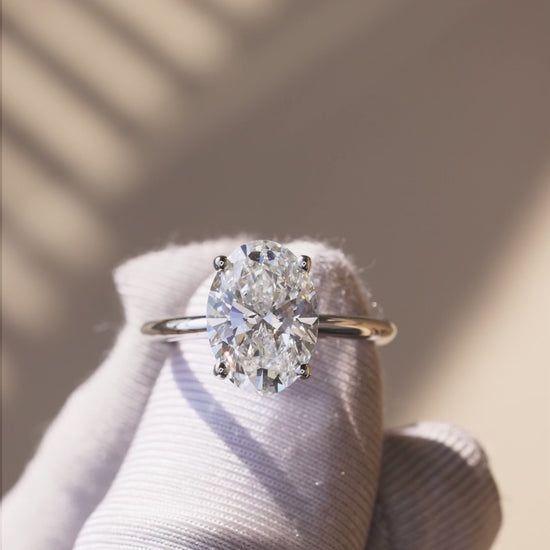 4.09 Carat Oval Cut Lab Grown Diamond Classic Solitaire Engagement Ring - Video Overview