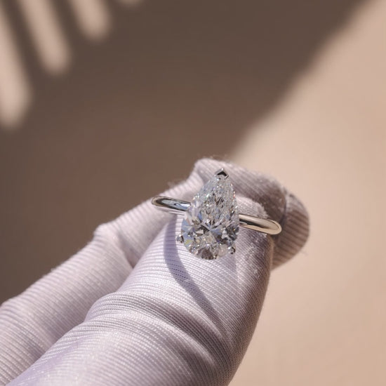 3.58 Carat Pear Cut Lab Grown Diamond Classic Solitaire Engagement Ring - Video Overview