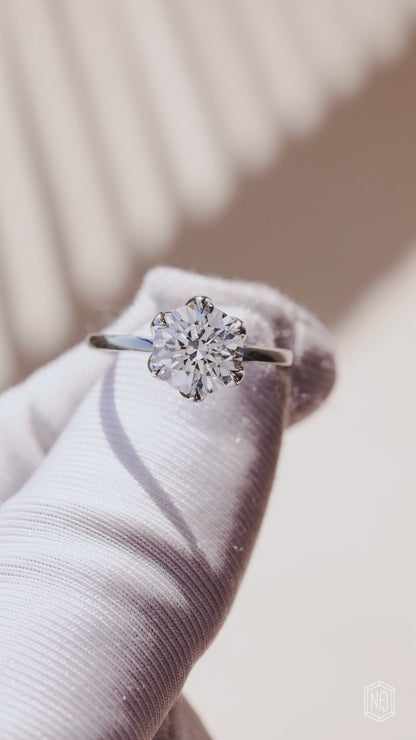 Round Brilliant Cut Lab Grown Diamond Solitaire Ring, Tulip Setting