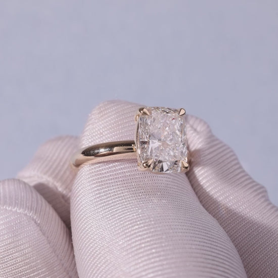 4.09 Carat Cushion Cut Lab Grown Diamond Classic Solitaire Engagement Ring - Video Overview