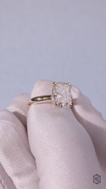4.09 Carat Cushion Cut Lab Grown Diamond Classic Solitaire Engagement Ring - Video Overview