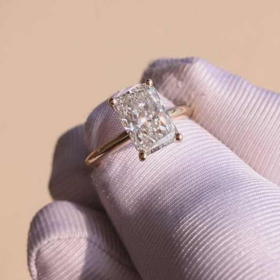 3.02 Carat Radiant Cut Lab Grown Diamond Classic Solitaire Engagement Ring - Video Overview