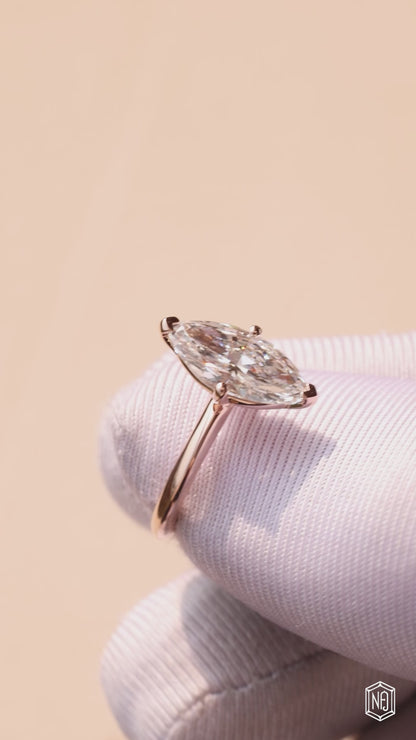 1.98 Carat Marquise Cut Lab Grown Diamond Classic Solitaire Engagement Ring - Video Overview