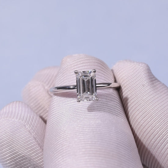 1.59 Carat Emerald Cut Lab Grown Diamond Classic Solitaire Engagement Ring - Video Overview