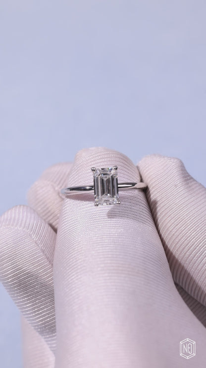 1.59 Carat Emerald Cut Lab Grown Diamond Classic Solitaire Engagement Ring - Video Overview