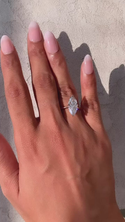 6.05 Carat Marquise Cut Lab Grown Diamond Classic Solitaire Engagement Ring