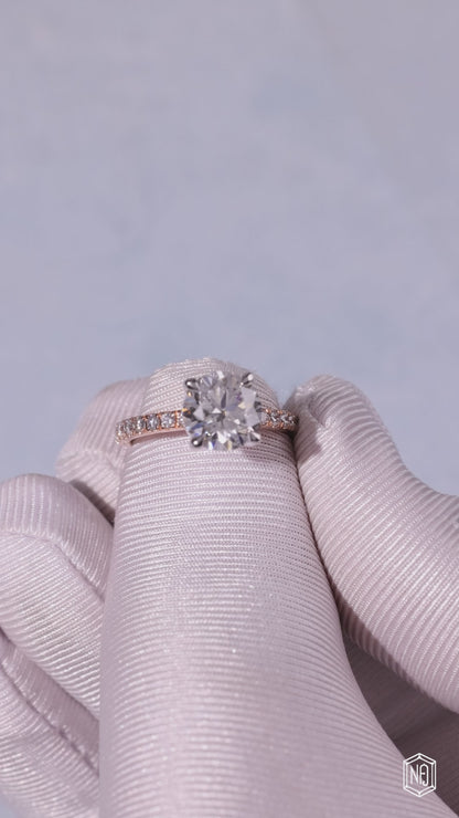 2.22 Carat Round Cut Lab Grown Diamond Two-Tone Solitaire Engagement Ring