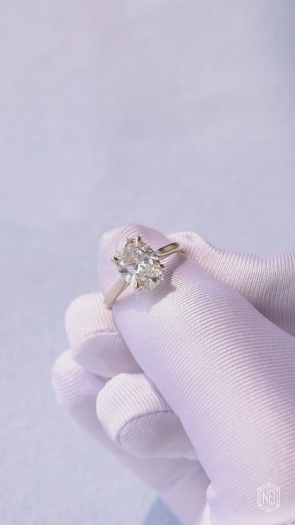 3.58 Carat Oval Cut Lab Grown Diamond Delicate Hidden Halo Engagement Ring