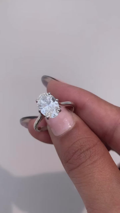 2 Carat Oval Cut Lab Grown Diamond Classic Solitaire Engagement Ring