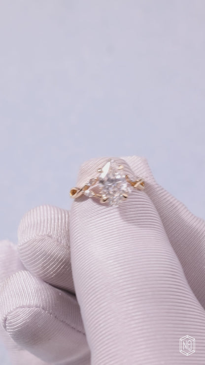 1.87 Carat Marquise Cut Lab Grown Diamond Side Stone Pavé Engagement Ring