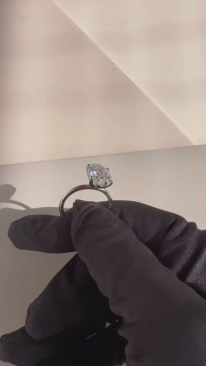 3.44 Carat Oval Cut Lab Grown Diamond Classic Solitaire Engagement Ring