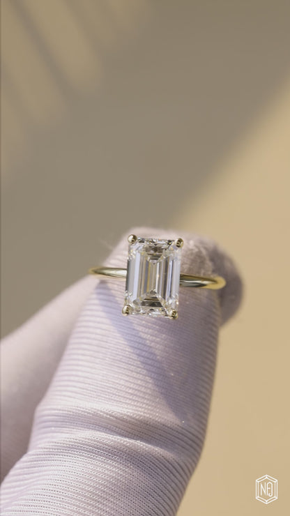 3.59 Carat Emerald Cut Lab Grown Diamond Classic Solitaire Engagement Ring