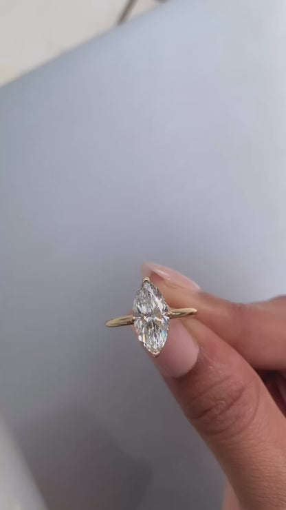 2.51 Carat Marquise Cut Lab Grown Diamond Classic Solitaire Engagement Ring