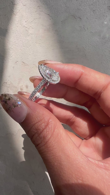 3.43 Carat Pear Cut Lab Grown Diamond Classic Diamond Halo Engagement Ring