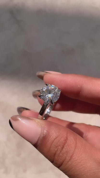 2.9 Carat Round Cut Lab Grown Diamond Classic Solitaire Engagement Ring