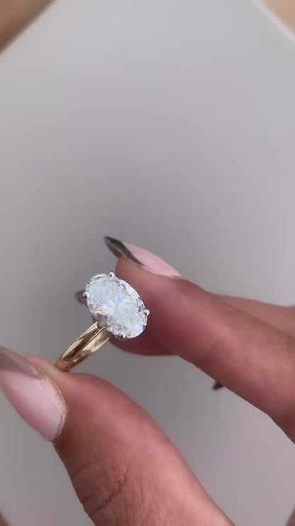 3.04 Carat Oval Cut Lab Grown Diamond Classic Solitaire Engagement Ring