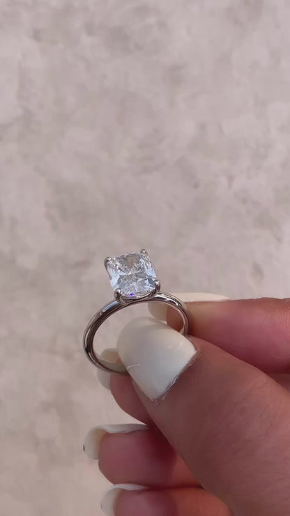 4.09 Carat Cushion Cut Lab Grown Diamond Classic Solitaire Engagement Ring