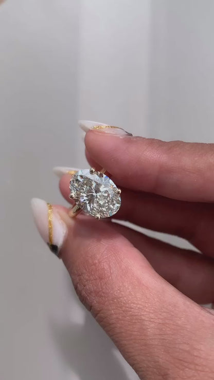 6.02 Carat Oval Cut Lab Grown Diamond Classic Solitaire Engagement Ring
