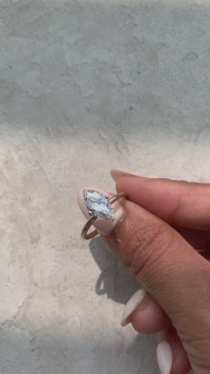 1.98 Carat Marquise Cut Lab Grown Diamond Classic Solitaire Engagement Ring