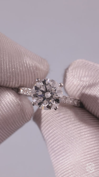 2.75 Carat Round Cut Lab Grown Diamond Delicate Hidden Halo Engagement Ring