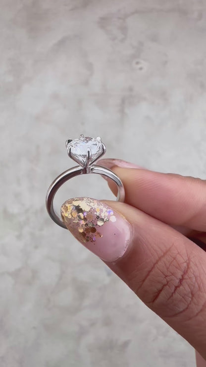 3.6 Carat Round Cut Lab Grown Diamond Classic Solitaire Engagement Ring