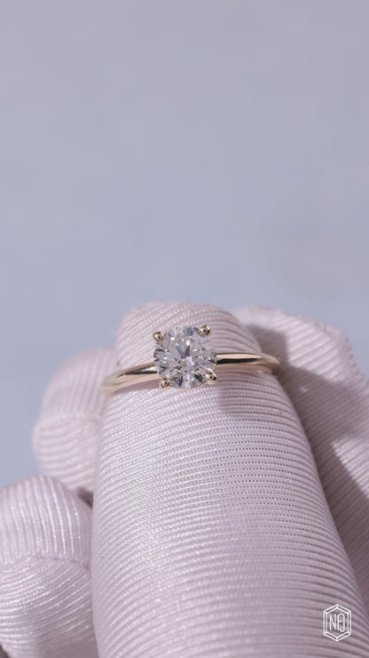 1 Carat Round Cut Lab Grown Diamond Classic Solitaire Engagement Ring