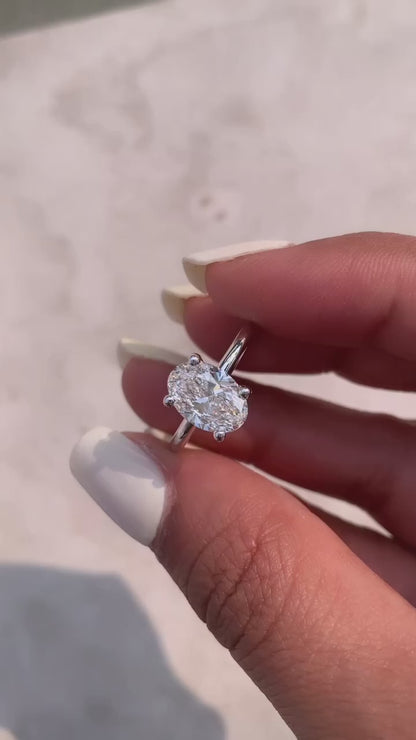 1.9 Carat Oval Cut Lab Grown Diamond Classic Solitaire Engagement Ring
