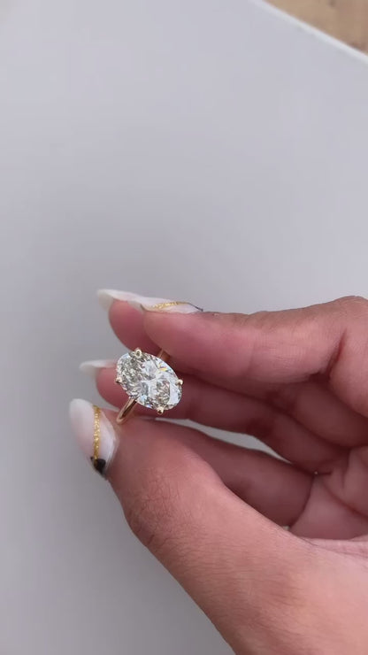 4.48 Carat Oval Cut Lab Grown Diamond Classic Solitaire Engagement Ring