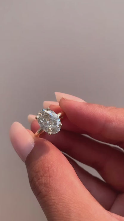 3.13 Carat Oval Cut Lab Grown Diamond Classic Solitaire Engagement Ring